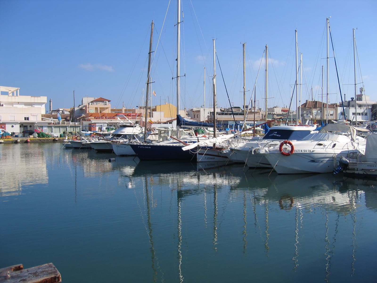 Boats moored in the inner harbour of Cabo de Palos