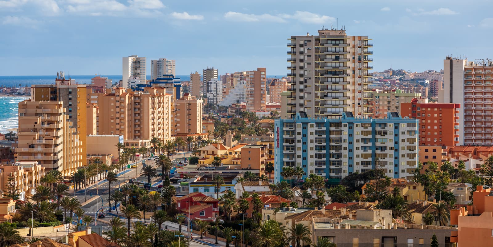 Apartment towers of La Manga seen from the Monte Blanco viewpoint