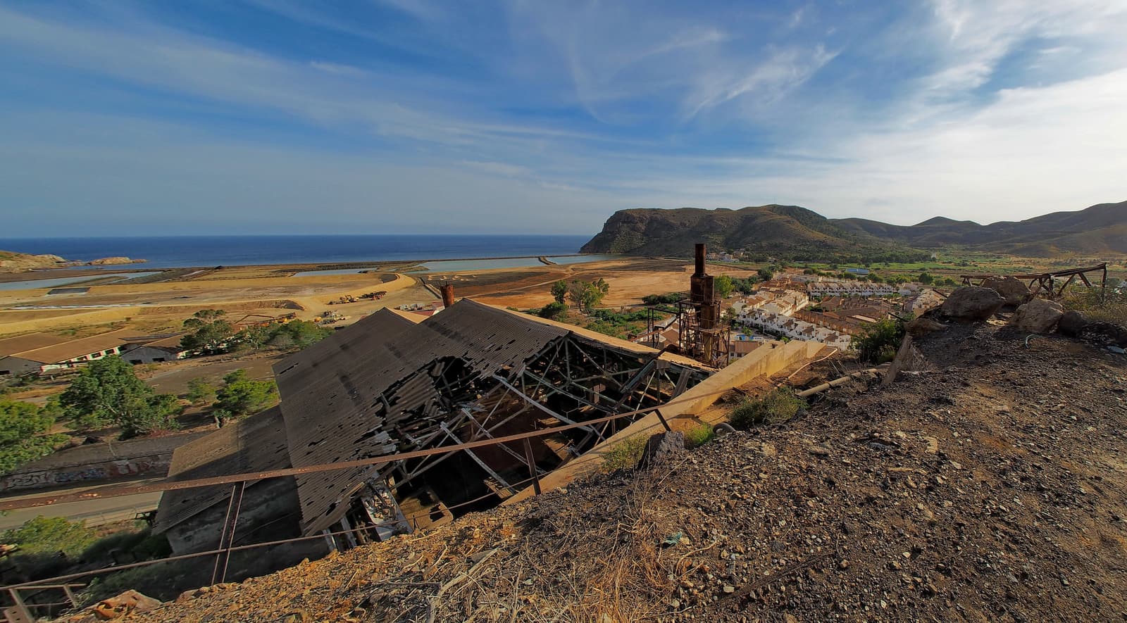 Ruined ore-washing plant in the Sierra Minera near La Unión