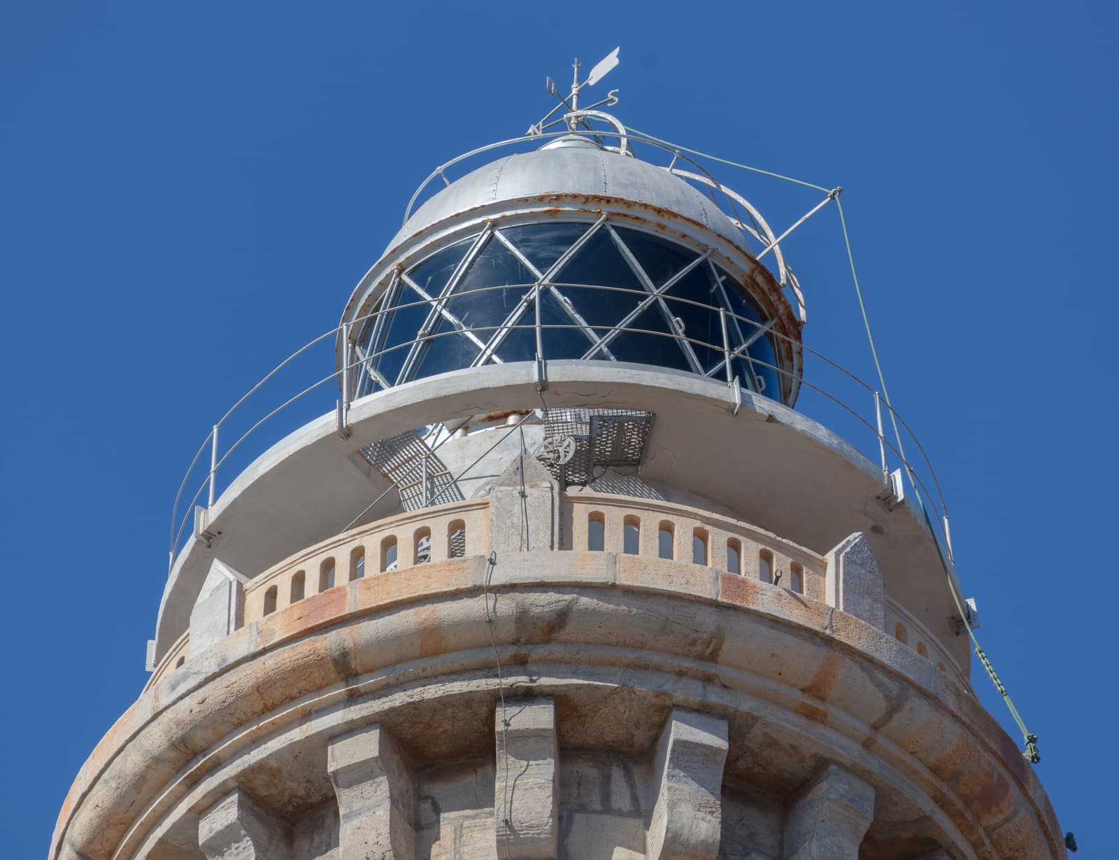 The lantern at the top of the Cabo de Palos lighthouse