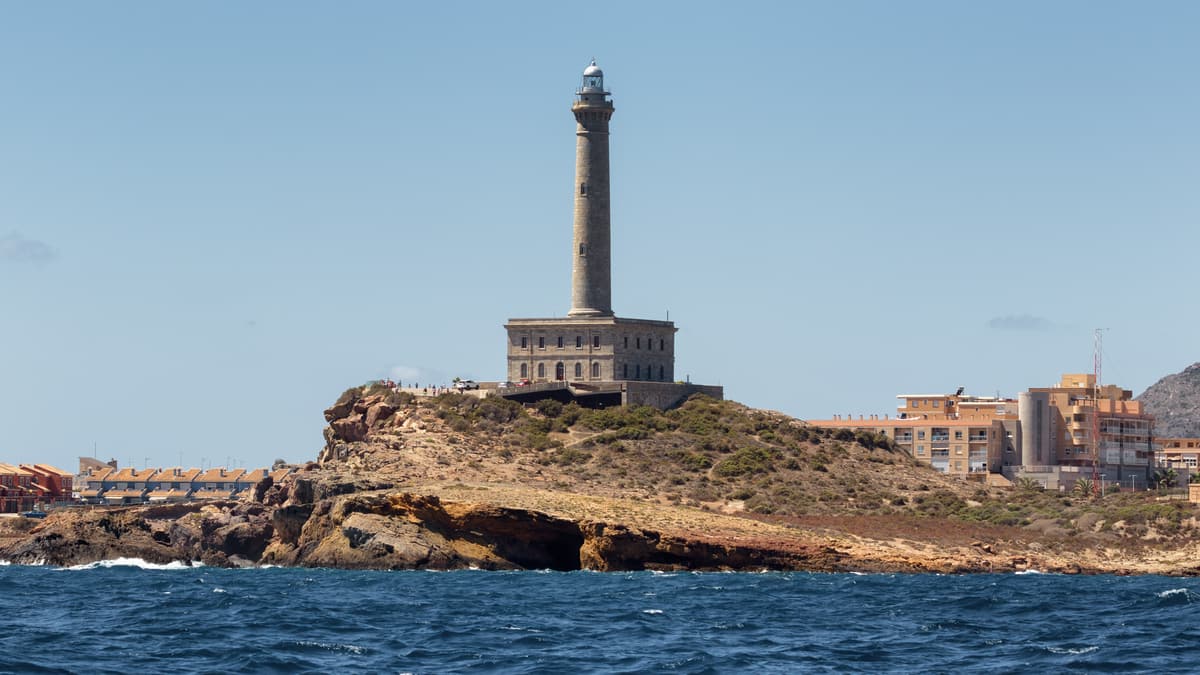 The Cabo de Palos lighthouse seen from the sea