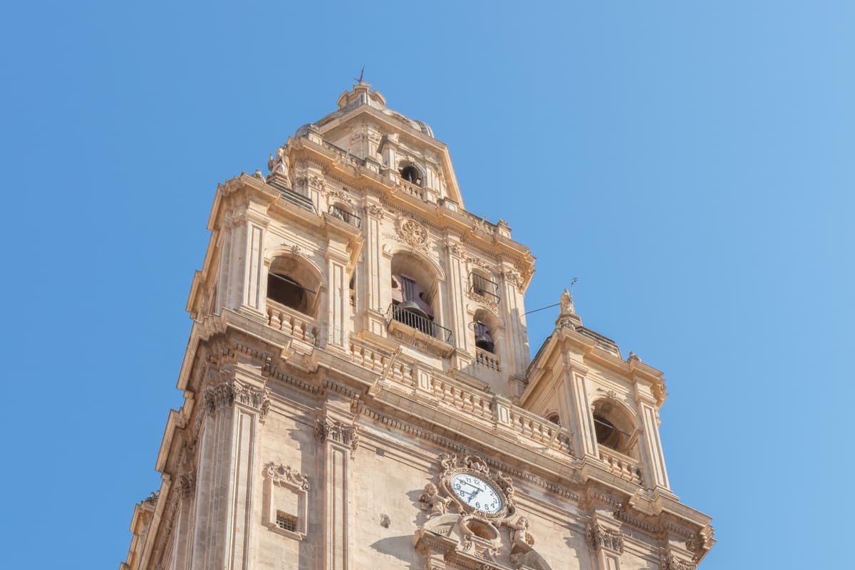 The baroque bell tower of Murcia Cathedral