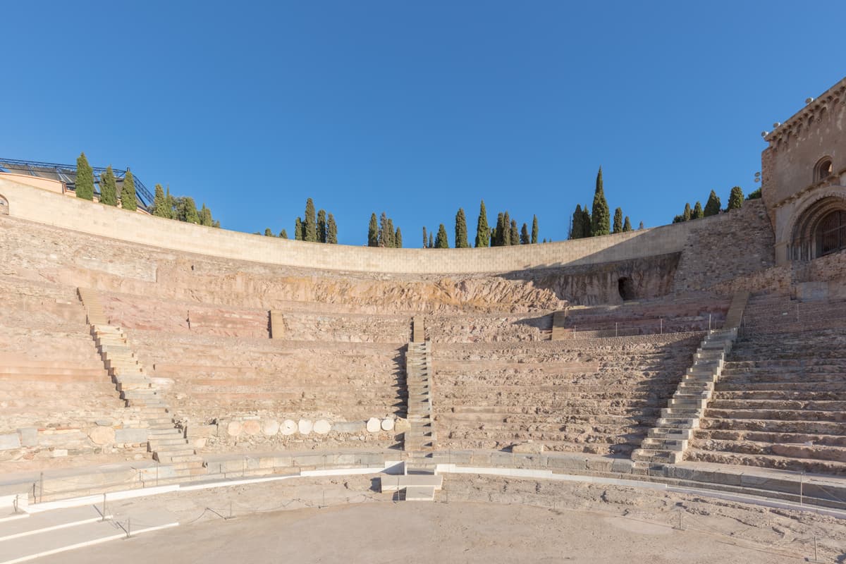 The stage and seating of the Roman Theatre of Cartagena